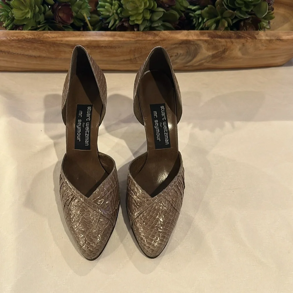 Stuart Weitzman‎ for Mr Seymour Vintage Snakeskin Heels shoes  size 8.5 EUC